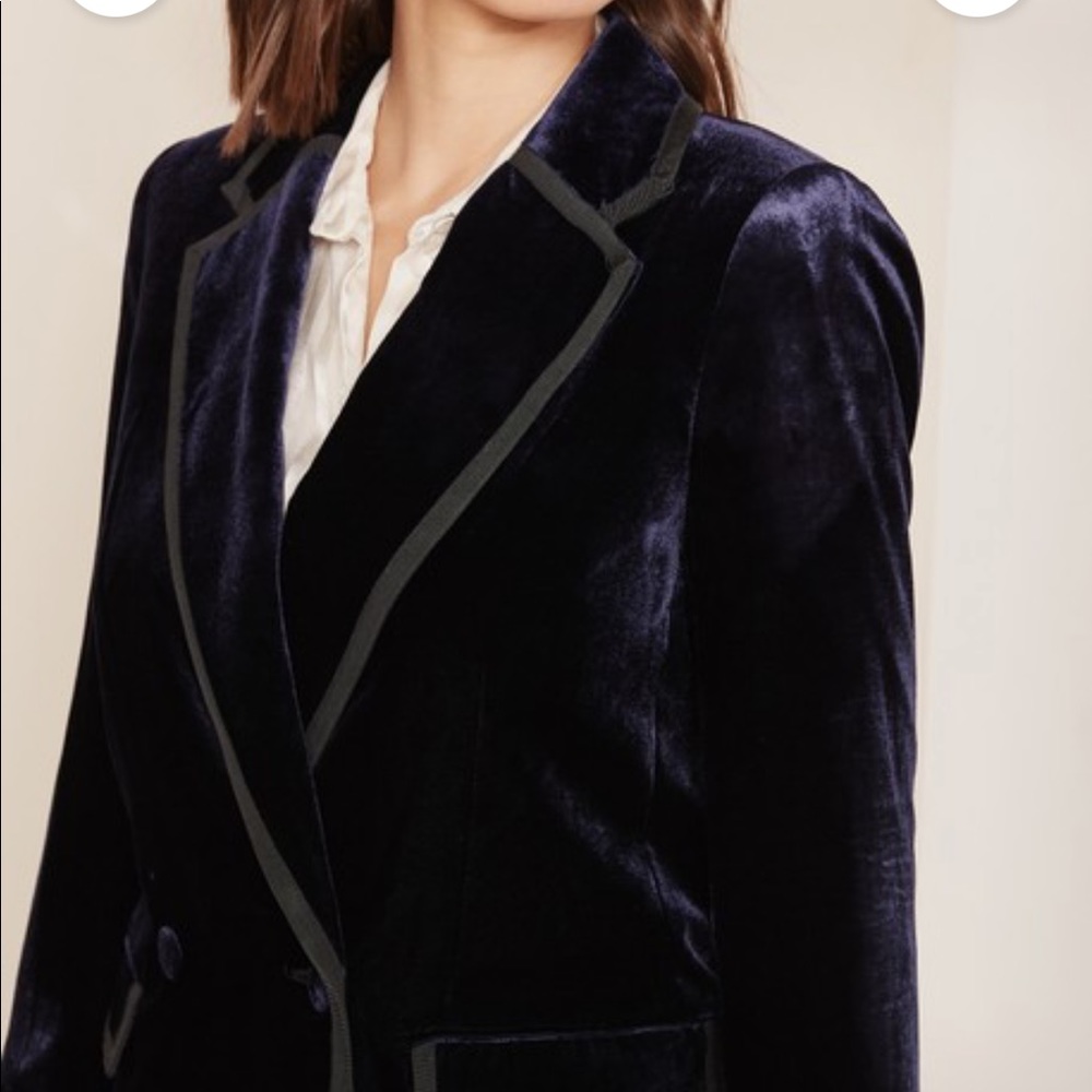 New J.crew Double Breasted Blue Velvet Blazer Size 2 small S - Picture 10 of 11